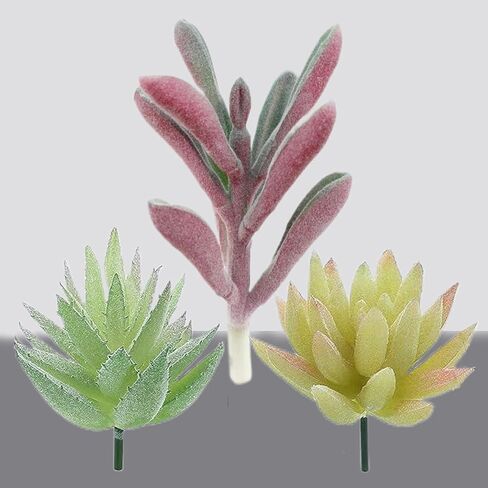 3Pack Artificial Succulent Plants Realistic Fake Greenery Assorted Double Flocked Succulents Mini Arrangement Decorative Stems in Saudi Arabia