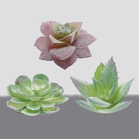 3Pack Artificial Succulent Plants Realistic Fake Greenery Assorted Double Flocked Succulents Mini Arrangement Decorative Stems in Saudi Arabia
