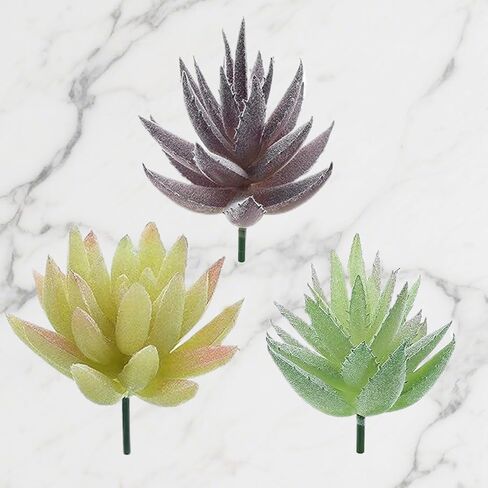 3Pack Artificial Succulent Plants Realistic Fake Greenery Assorted Double Flocked Succulents Mini Arrangement Decorative Stems in Saudi Arabia