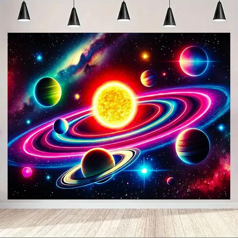BlissYard Blacklight نسيج الفضاء غالاكسي ديكور 78x59 بوصة النيون كوكب يتوهج في خلفية داكنة Blacklight نسيج المشهد النظام الشمسي لغرفة النوم الجدار شنقا غرفة Trippy النوم الخيال العلمي نجمة الفن الكون in Kuwait