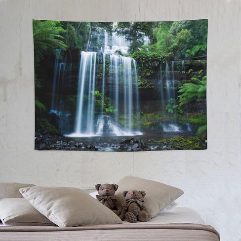 ZhiRain Landscape Tapestry Wall Hanging Rainforest Waterfall Tropical Green Forest Natural Scenery Tapestries Home Decor for Living Room Bedroom Apartment Farmhouse Dorm 30"x40" in Saudi Arabia