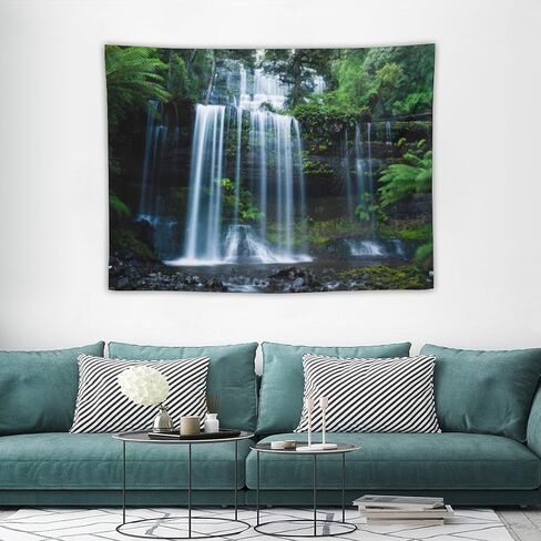 ZhiRain Landscape Tapestry Wall Hanging Rainforest Waterfall Tropical Green Forest Natural Scenery Tapestries Home Decor for Living Room Bedroom Apartment Farmhouse Dorm 30"x40" in Saudi Arabia