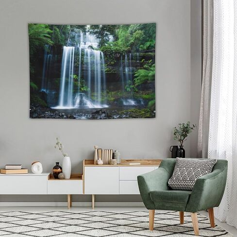 ZhiRain Landscape Tapestry Wall Hanging Rainforest Waterfall Tropical Green Forest Natural Scenery Tapestries Home Decor for Living Room Bedroom Apartment Farmhouse Dorm 30"x40" in Saudi Arabia