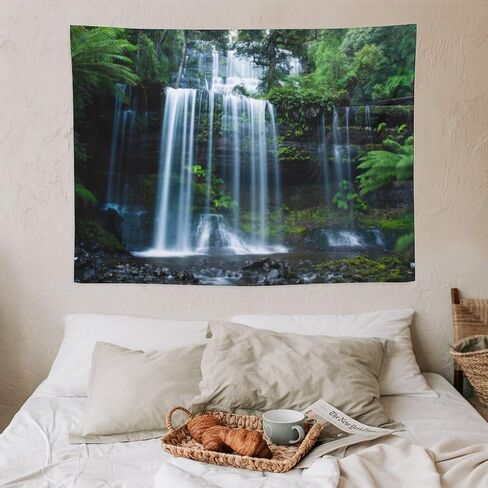 ZhiRain Landscape Tapestry Wall Hanging Rainforest Waterfall Tropical Green Forest Natural Scenery Tapestries Home Decor for Living Room Bedroom Apartment Farmhouse Dorm 30"x40" in Saudi Arabia