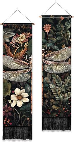 PLIGREAT 2 Pack Wildflowers Tapestry with Tassels, Vertical Bushes Wall Hanging Aesthetic Floral Wall Tapestry for Bedroom Living Dorm Room Home Narrow Art Decoration, 52" x 13" in Saudi Arabia
