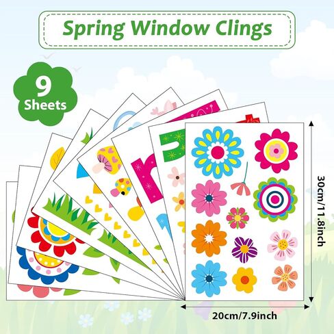 gisgfim Spring Window Clings Flower Window Spring Decoration Butterfly Floral Stickers Flower Decal Floral Glass Windows Decals for Summer Classroom Home Office Shop Display Decorations Party Supplies in Saudi Arabia