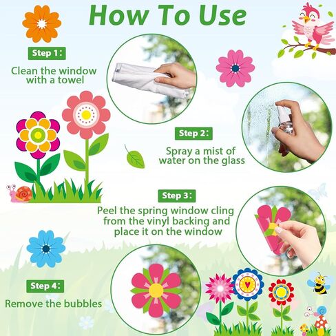gisgfim Spring Window Clings Flower Window Spring Decoration Butterfly Floral Stickers Flower Decal Floral Glass Windows Decals for Summer Classroom Home Office Shop Display Decorations Party Supplies in Saudi Arabia