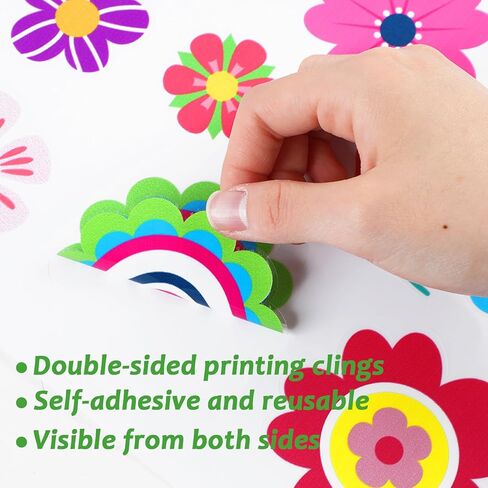 gisgfim Spring Window Clings Flower Window Spring Decoration Butterfly Floral Stickers Flower Decal Floral Glass Windows Decals for Summer Classroom Home Office Shop Display Decorations Party Supplies in Saudi Arabia