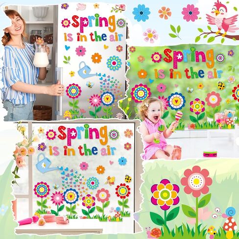 gisgfim Spring Window Clings Flower Window Spring Decoration Butterfly Floral Stickers Flower Decal Floral Glass Windows Decals for Summer Classroom Home Office Shop Display Decorations Party Supplies in Saudi Arabia