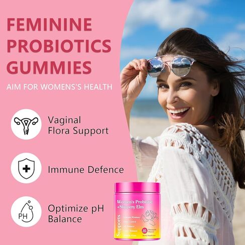Josmon Her Juicy Premium Feminine Probiotics Gummies للنساء، علكات أنثوية بنكهة الأناناس مع دعم توازن درجة الحموضة في الدردار الزلق، تحسين المناعة، نباتي، خالي من الغلوتين، قرمزي، عبوة واحدة in Kuwait