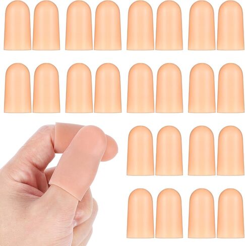 Tucnoeu 26pcs Silicone Finger Protectors For Thumbs, Thumb Protector, Finger Cots Medium, Finger Protector for Arthritis, Cracking, Trigger, Peeling, Hangnail, Callus And Pain Relief(white) in Saudi Arabia