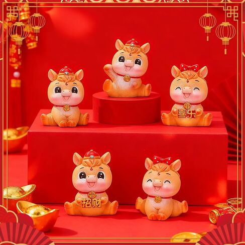 MyCoats 6 Pcs Chinese New Year Horse Figurines - 2026 Year of The Horse Decorations, Mini Resin Zodiac Statues for Home Office Desk Dollhouse Car, Lucky Lunar New Years Ornaments in Saudi Arabia