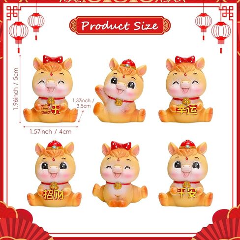 MyCoats 6 Pcs Chinese New Year Horse Figurines - 2026 Year of The Horse Decorations, Mini Resin Zodiac Statues for Home Office Desk Dollhouse Car, Lucky Lunar New Years Ornaments in Saudi Arabia