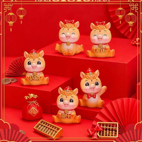 MyCoats 6 Pcs Chinese New Year Horse Figurines - 2026 Year of The Horse Decorations, Mini Resin Zodiac Statues for Home Office Desk Dollhouse Car, Lucky Lunar New Years Ornaments in Saudi Arabia
