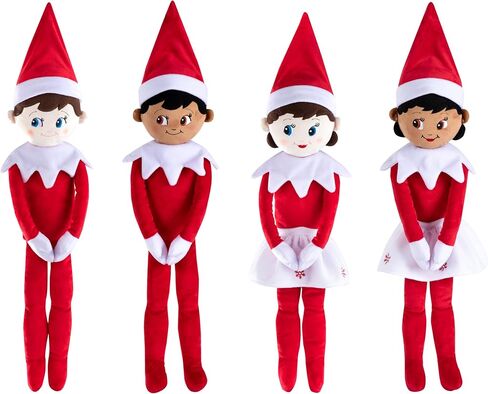 لعبة The Elf on the Shelf Plushee Pals القابلة للاحتضان، باللون الأحمر، 68.58 سم، ألعاب قطيفة على شكل قزم الكشفية - دمية قزم محشوة محبوبة ذات عيون بنية اللون in Saudi Arabia