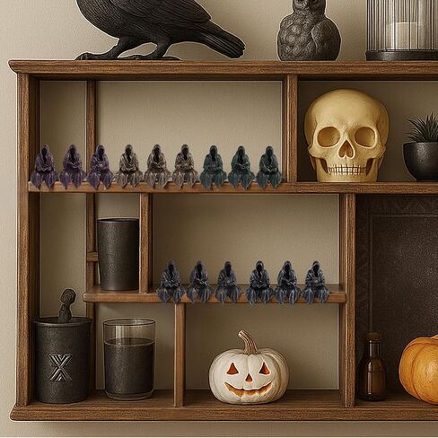 Reading Statue Suriel Bookshelf Figure Set of 3, Gothic Fantasy Black Robe Statue, Mystery Reading Figurines Sitting Sculpture for Shelf - Halloween Shelf Trinkets Dark Academia Decor Aesthetic in Saudi Arabia