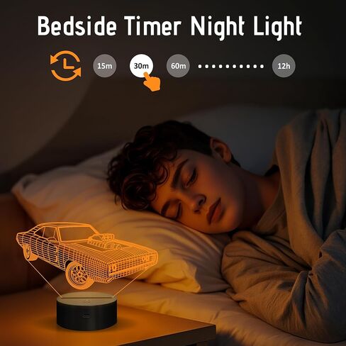 هدايا Anywin لمحبي السيارات، سيارة العضلات الرائعة LED ضوء ليلي لديكورات غرفة النوم، 16 لونًا متغيرًا عن بعد لأعياد الميلاد وعيد الميلاد فكرة هدية مذهلة للرجال والأولاد in Kuwait