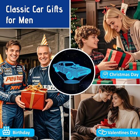 هدايا Anywin لمحبي السيارات، سيارة العضلات الرائعة LED ضوء ليلي لديكورات غرفة النوم، 16 لونًا متغيرًا عن بعد لأعياد الميلاد وعيد الميلاد فكرة هدية مذهلة للرجال والأولاد in Kuwait