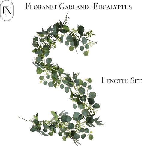 2 PCS 6 Feet Artificial Faux Eucalyptus Hanging Garland Greenery Leaves for Wedding Office Shop Home Decor Backdrop Arch Wall Party Table Fireplace Bedroom DIY Decoration in Saudi Arabia