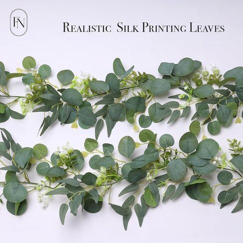 2 PCS 6 Feet Artificial Faux Eucalyptus Hanging Garland Greenery Leaves for Wedding Office Shop Home Decor Backdrop Arch Wall Party Table Fireplace Bedroom DIY Decoration in Saudi Arabia