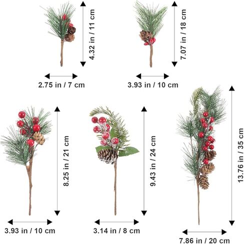 Healifty 5 حزمة أغصان التوت الاصطناعي يختار سيقان التوت الأحمر لشجرة عيد الميلاد زخرفة الزهور DIY فروع الصنوبر فو للحرف اليدوية إكليل إكليل الحلي in Saudi Arabia