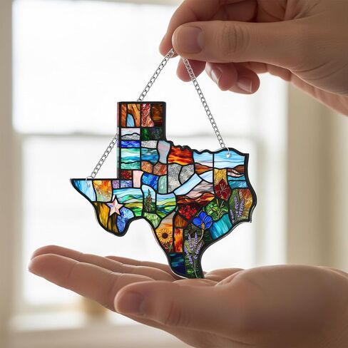 CENTOLEO الاكريليك تكساس Suncatcher الحلي لشجرة عيد الميلاد - هدايا الولايات المتحدة للنساء، عشاق السفر هدية الاكريليك، زخرفة عيد الميلاد لزينة شجرة، هدايا تكساس للنساء in Kuwait