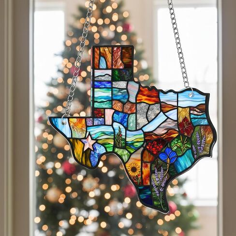 CENTOLEO الاكريليك تكساس Suncatcher الحلي لشجرة عيد الميلاد - هدايا الولايات المتحدة للنساء، عشاق السفر هدية الاكريليك، زخرفة عيد الميلاد لزينة شجرة، هدايا تكساس للنساء in Kuwait