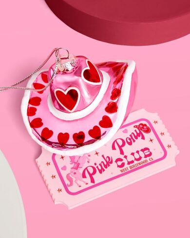 xo، زخرفة زجاجية لقبعة راعية البقر فيتي | ديكور عيد الميلاد الغربي، المهر الوردي، موضوع مسابقات رعاة البقر، Pinkmas Girly Holiday in Saudi Arabia