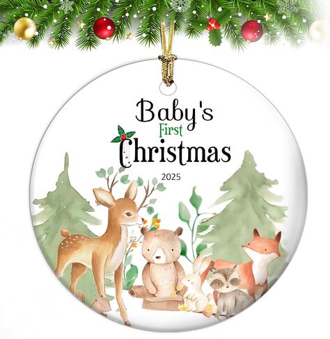 زخرفة عيد الميلاد الأولى للأطفال GGEB 2025 - زخرفة عيد الميلاد الأولى للأطفال 2025- زينة عيد الميلاد الأولى للأطفال 2025 صبي، فتاة - عيد الميلاد الأول، زخرفة سيراميك شجرة عيد الميلاد للأطفال 2025 in Kuwait