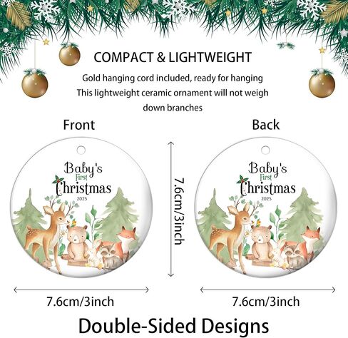 زخرفة عيد الميلاد الأولى للأطفال GGEB 2025 - زخرفة عيد الميلاد الأولى للأطفال 2025- زينة عيد الميلاد الأولى للأطفال 2025 صبي، فتاة - عيد الميلاد الأول، زخرفة سيراميك شجرة عيد الميلاد للأطفال 2025 in Kuwait