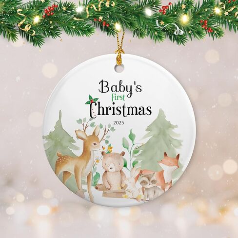 زخرفة عيد الميلاد الأولى للأطفال GGEB 2025 - زخرفة عيد الميلاد الأولى للأطفال 2025- زينة عيد الميلاد الأولى للأطفال 2025 صبي، فتاة - عيد الميلاد الأول، زخرفة سيراميك شجرة عيد الميلاد للأطفال 2025 in Kuwait