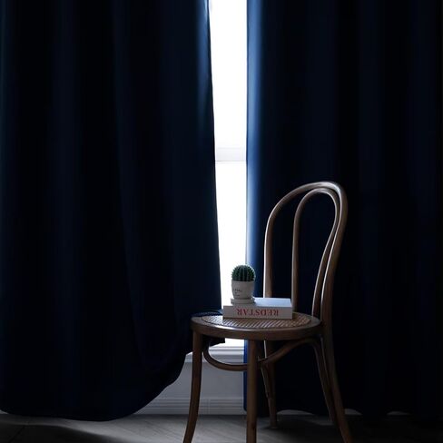 ستائر تعتيم Veloraft بطول 108 بوصة لغرفة النوم، ستائر تعتيم معزولة حراريًا مكونة من لوحتين، ستائر طويلة لغرفة المعيشة ونوافذ جروميت صلبة للخصوصية، W52 x L108، أزرق داكن in Kuwait