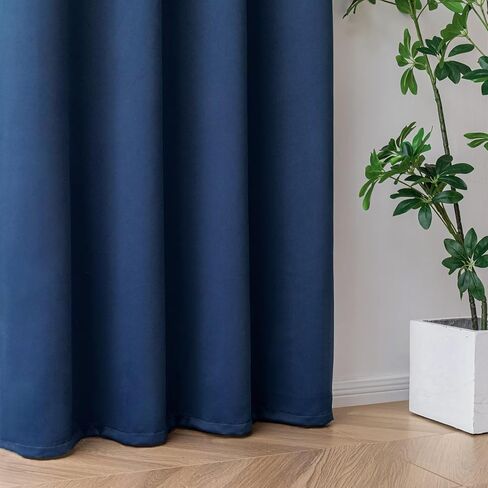 ستائر تعتيم Veloraft بطول 108 بوصة لغرفة النوم، ستائر تعتيم معزولة حراريًا مكونة من لوحتين، ستائر طويلة لغرفة المعيشة ونوافذ جروميت صلبة للخصوصية، W52 x L108، أزرق داكن in Kuwait