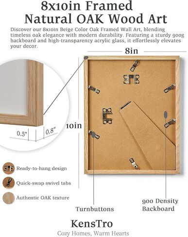 KensTro 8x10 في خشب البلوط إطار الصورة مجموعة من 3، 8x10 الإطار البيج الحد الأدنى إطارات الملصقات الخشبية، إطار الصورة الخشب الصلب الطبيعي لفن الجدار، والصور، والمطبوعات in Saudi Arabia