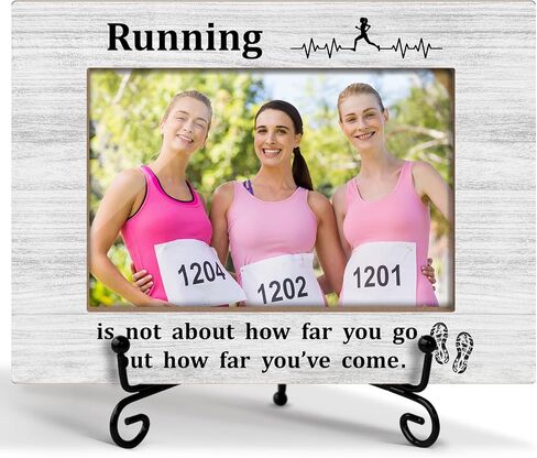 GOODBANER Running Race Picture Frame, Marathon Half Marathon Runners Gifts for Women, Cross Country Running Gift for Women Runner Female Table Decor Running Photo Frame 4x6 Photo /01 in Saudi Arabia