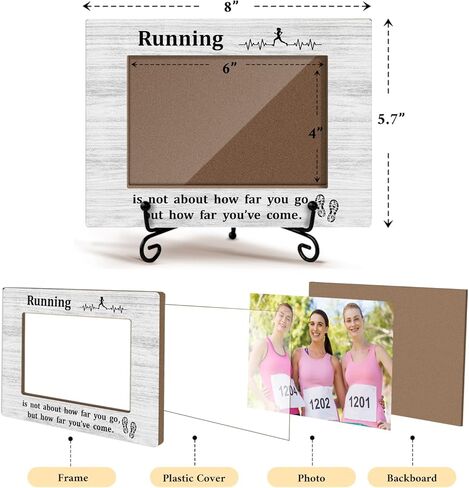 GOODBANER Running Race Picture Frame, Marathon Half Marathon Runners Gifts for Women, Cross Country Running Gift for Women Runner Female Table Decor Running Photo Frame 4x6 Photo /01 in Saudi Arabia