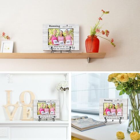 GOODBANER Running Race Picture Frame, Marathon Half Marathon Runners Gifts for Women, Cross Country Running Gift for Women Runner Female Table Decor Running Photo Frame 4x6 Photo /01 in Saudi Arabia