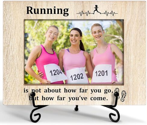 GOODBANER Running Race Picture Frame, Marathon Half Marathon Runners Gifts for Women, Cross Country Running Gift for Women Runner Female Table Decor Running Photo Frame 4x6 Photo /01 in Saudi Arabia