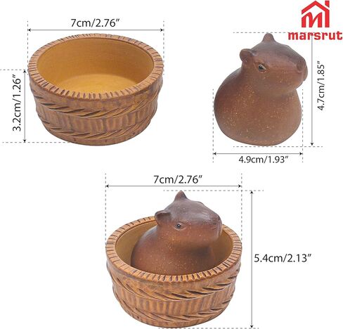 الكونغ فو الشاي كابيبارا، الحيوانات الأليفة الشاي كابيبارا، الطين لطيف صغير الشاي الحيوانات الأليفة نموذج تمثال الملحقات، النحت الفخار ملحق فني مصغر لغرفة اليوغا الجرف غرفة نوم DIY الحرف التذكارية in Kuwait