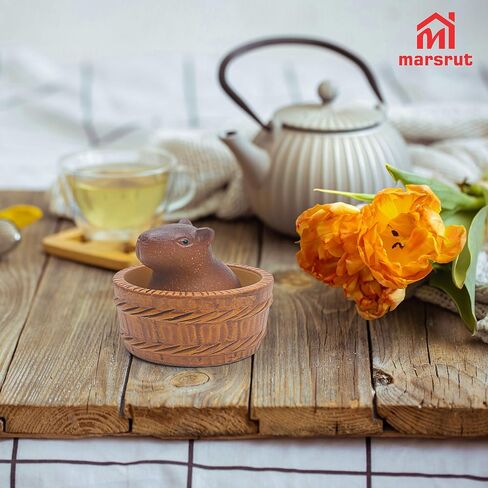 الكونغ فو الشاي كابيبارا، الحيوانات الأليفة الشاي كابيبارا، الطين لطيف صغير الشاي الحيوانات الأليفة نموذج تمثال الملحقات، النحت الفخار ملحق فني مصغر لغرفة اليوغا الجرف غرفة نوم DIY الحرف التذكارية in Kuwait