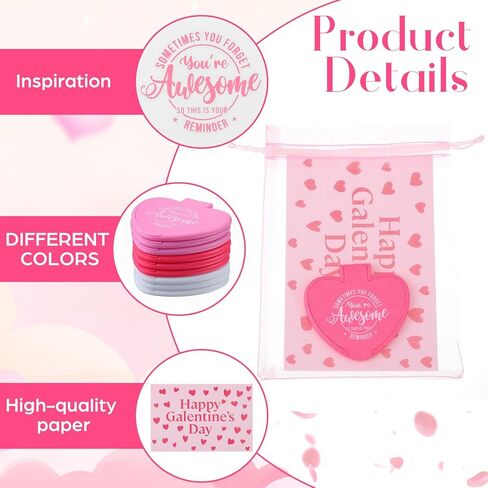 Thyle 36 Set Galentines Gift Heart Mirror Compact Bulk with Valentine Cards and Organza Bags Heart Shaped Mini Pocket Small Folding Makeup Portable Travel Purse Hand Mirror for Valentine Party Favor in Saudi Arabia
