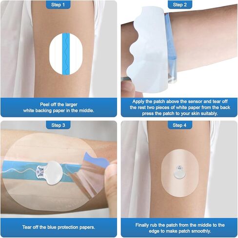 QaZanteiar CGM Adhesive Patches for Guardian Sensor 20 Pack,Waterproof & Breathable Tapes for 7 Days,Pre-Cut & Easy to Use Adhesive Tape,Continuous Glucose Monitor Protection,Blue in Saudi Arabia