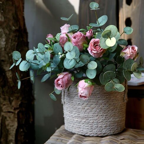 Shanranplus 10 Pcs 20" Eucalyptus Stems Faux Greenery for vase Artificial Eucalyptus Leaves 3D Realistic Plastic Fake Plants for Home Farmhouse Mantle Centerpiece Decor in Saudi Arabia