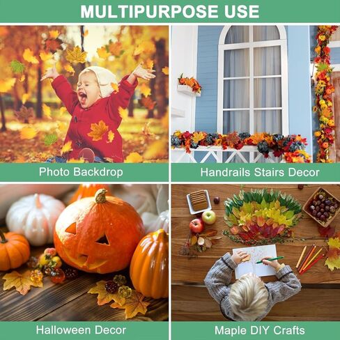 200 Pcs 4 Assorted Color Mixed Fall Maple Artificial Leaf for Wedding Party Thanksgiving Halloween Decoration in Saudi Arabia