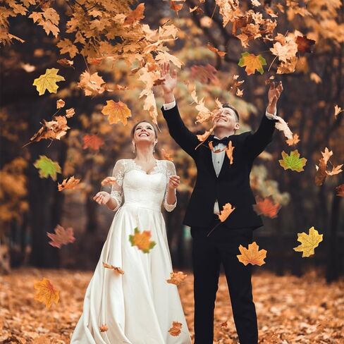 200 Pcs 4 Assorted Color Mixed Fall Maple Artificial Leaf for Wedding Party Thanksgiving Halloween Decoration in Saudi Arabia