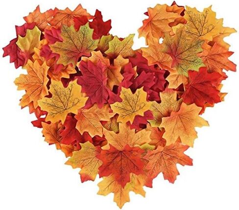 200 Pcs 4 Assorted Color Mixed Fall Maple Artificial Leaf for Wedding Party Thanksgiving Halloween Decoration in Saudi Arabia