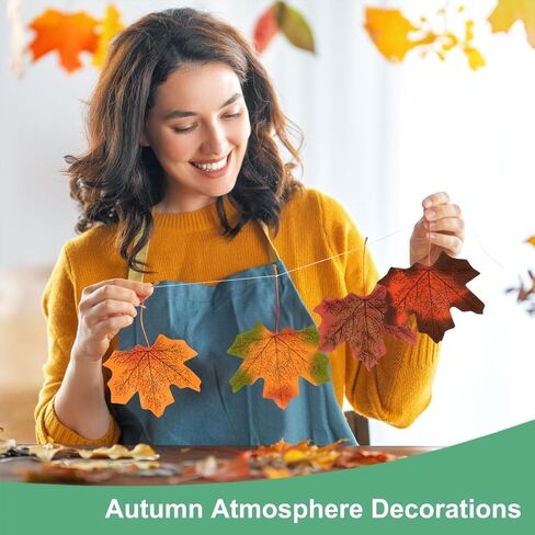 200 Pcs 4 Assorted Color Mixed Fall Maple Artificial Leaf for Wedding Party Thanksgiving Halloween Decoration in Saudi Arabia