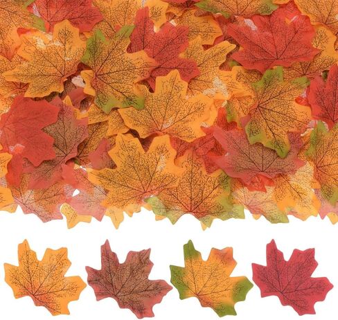 200 Pcs 4 Assorted Color Mixed Fall Maple Artificial Leaf for Wedding Party Thanksgiving Halloween Decoration in Saudi Arabia