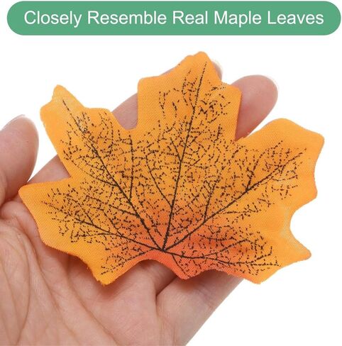 200 Pcs 4 Assorted Color Mixed Fall Maple Artificial Leaf for Wedding Party Thanksgiving Halloween Decoration in Saudi Arabia