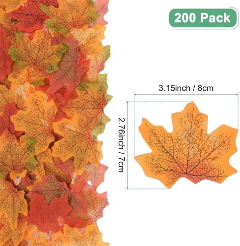 200 Pcs 4 Assorted Color Mixed Fall Maple Artificial Leaf for Wedding Party Thanksgiving Halloween Decoration in Saudi Arabia